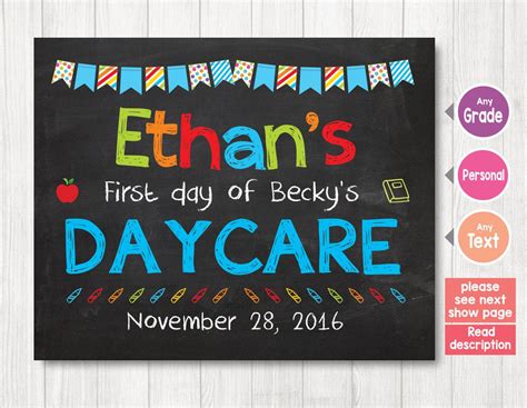 First Day Of Daycare Sign Free Printable